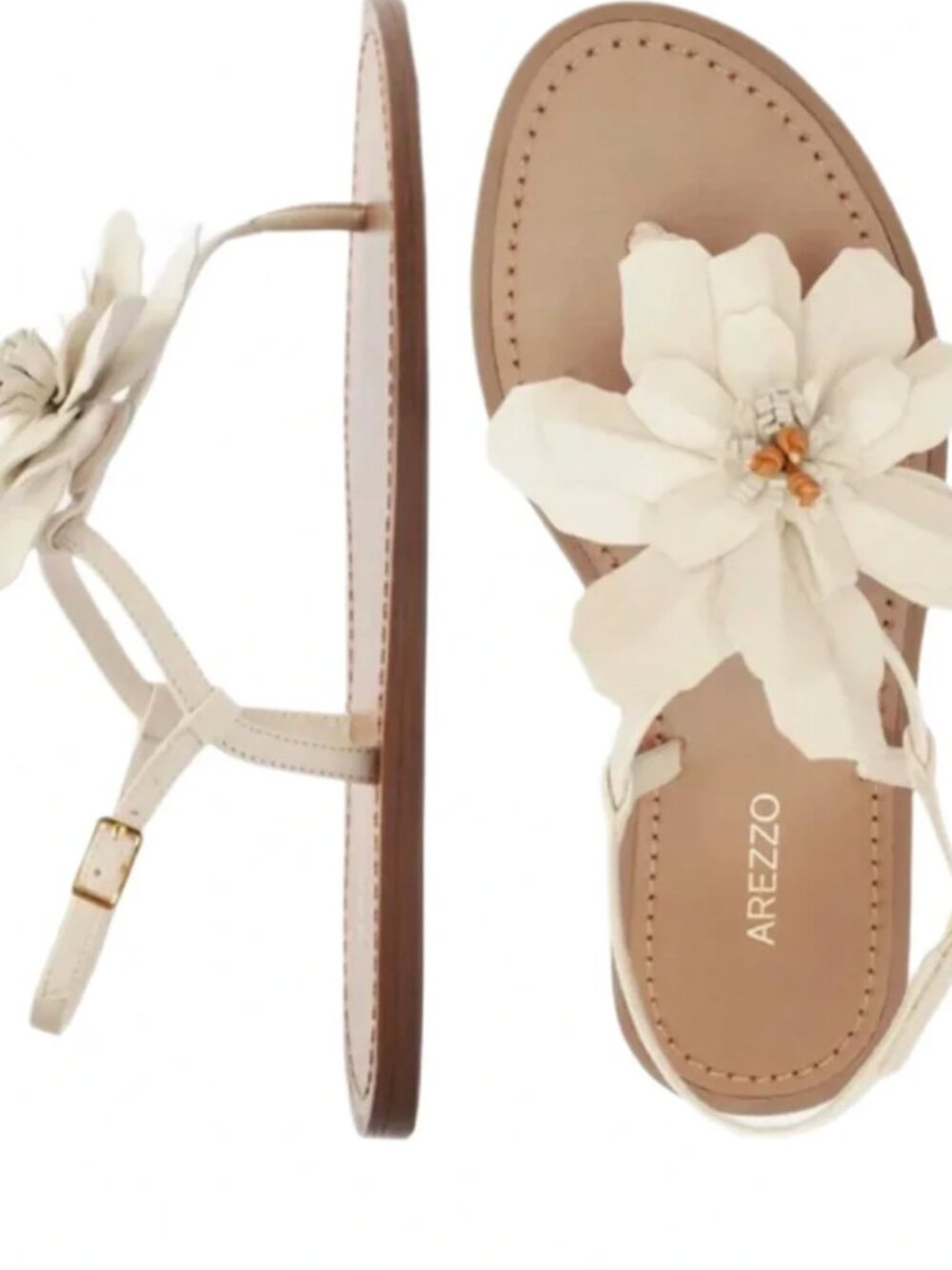 Arezzo White (Panacota) Daisy Leather Flat New in Box